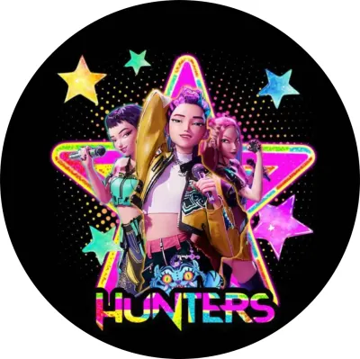 K-Pop Lovkyně démonů – trio zpěvaček Hunters – jedlý papír na dort