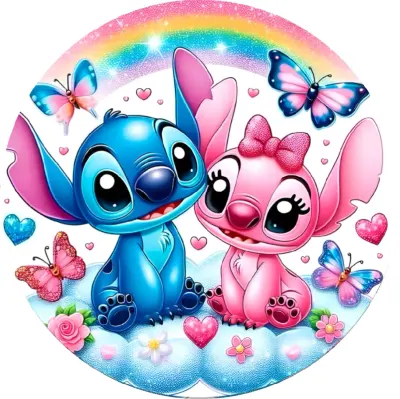 Lilo a Stitch – Stitch a Angel s duhou – jedlý papír na dort