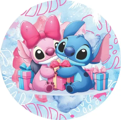 Lilo a Stitch – Stitch a Angel s dárky – jedlý papír na dort