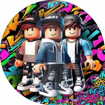 Roblox – tři postavičky a graffiti – jedlý papír na dort