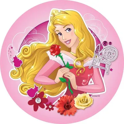 Šípková Růženka – princezna Aurora s růží – jedlý papír na dort