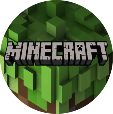 Minecraft – logo na zelených blocích – jedlý papír na dort