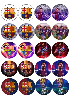 Fotbal – FC Barcelona a Messi – jedlá kolečka na cupcakes
