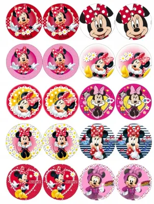 Minnie Mouse – veselá Minnie na cupcakes – jedlá kolečka na cupcakes