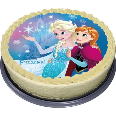 Ledové království – Elsa a Anna u ledového paláce – jedlý papír na dort
