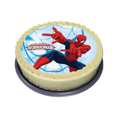 Spider-Man – hrdina v akci na modrém pozadí – jedlý papír na dort