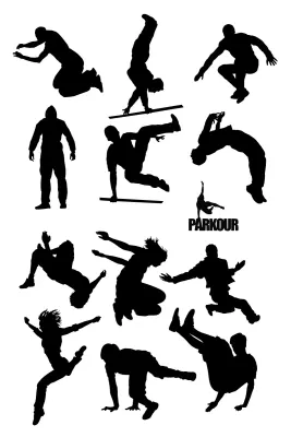 Parkour – siluety skokanů – jedlý papír na dort