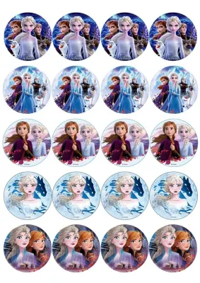Ledové království 2 – Elsa a Anna – jedlá kolečka na cupcakes