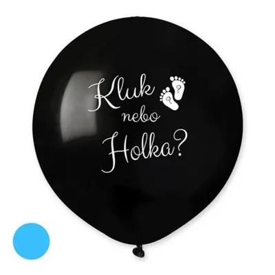 Balonek PartyDeco Kluk nebo holka s modrými konfety pro odhalení pohlaví miminka o průměru 48 cm