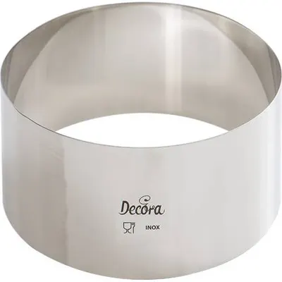 Kulatý dortový ráfek z nerezové oceli o průměru 9 cm a výšce 6 cm značky Decora pro tvarování menších dortů a dezertů