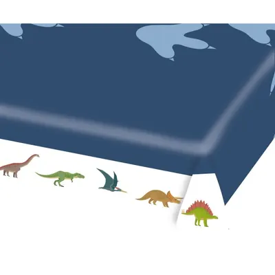 Papírový ubrus s motivem barevných dinosaurů na dětskou narozeninovou oslavu, rozměr 115 x 175 cm