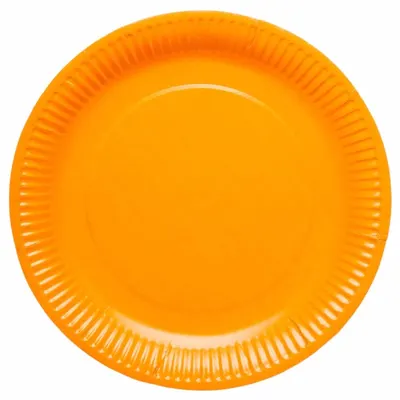 Oranžové papírové party talíře o průměru 23 cm od značky Amscan, balení 8 kusů pro narozeniny a oslavy