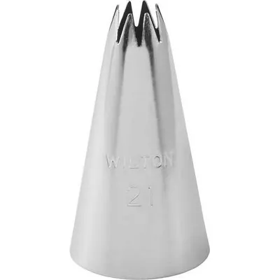 Dekorační špička Wilton OPEN STAR TIP #21 z nerezové oceli s hvězdicovým otvorem 8 mm na zdobení dortů