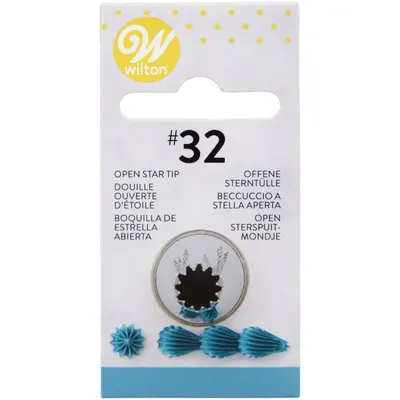 Trezírovací špička Wilton hvězda č. 32 z nerezové oceli pro zdobení dortů a cupcakes hvězdičkovými rozetkami z krému