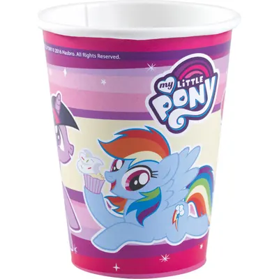 Papírové kelímky s motivem My Little Pony pro dětskou oslavu, objem 250 ml, balení 8 kusů