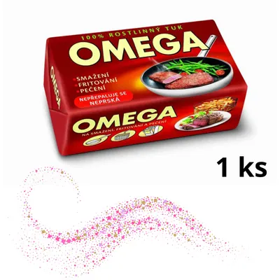 Ztužený rostlinný tuk Omega na smažení a přípravu polev v balení 250 g