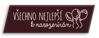 Tmavý čokoládový nápis Všechno nejlepší k narozeninám od značky Barbara Luijckx, pět kusů pro zdobení dortu