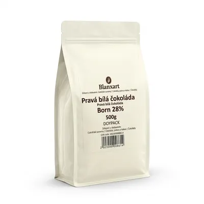Blanxart pravá bílá čokoláda Born 28 % v tabulce o hmotnosti 500 g pro přípravu polev a krémů