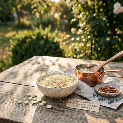 Pravá bílá čokoláda Master Martini 25 % kakaové sušiny v balení 500 g pro cukrářské výrobky a dorty