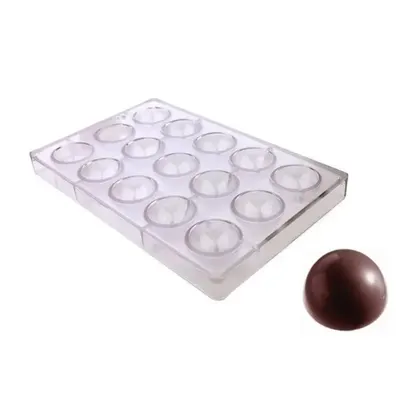 Plastová forma na čokoládu s polokulovými dutinkami o průměru 3 cm pro výrobu pralinek