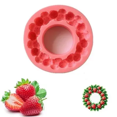 Silikonová forma na výrobu jahodového věnce z modelovací hmoty nebo fondánu, průměr 14,5 cm