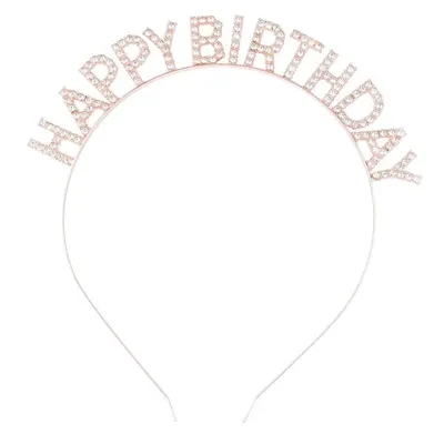 Nejedlá dekorace na dort čelenka růžovo-zlatá Happy Birthday