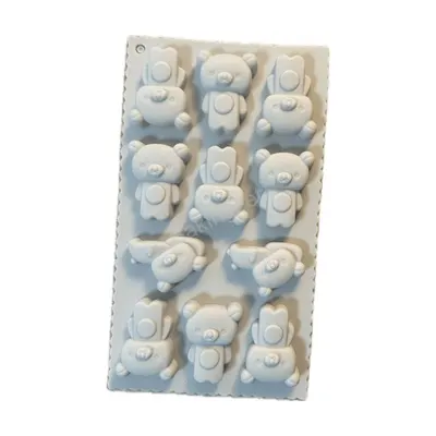 Silikonová forma na modelovací hmotu s motivem medvídků, vylisuje 11 postaviček o velikosti 4,5 cm pro zdobení dortů a cukroví