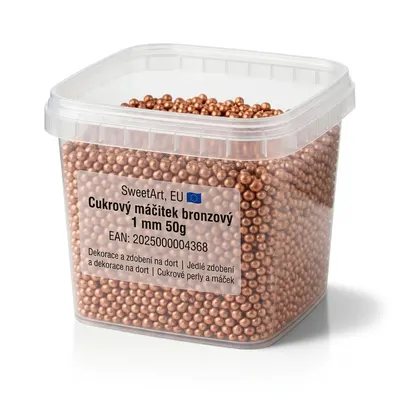 Cukrový máček SweetArt 1 mm v bronzové barvě, 50 g, jedlé metalické zdobení na dorty a cupcaky