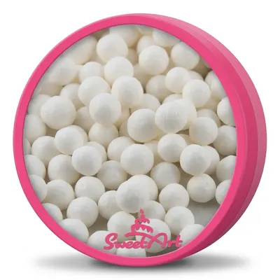 Cukrové perly SweetArt sněhově bílé o průměru 7 mm k zdobení dortů a cukrářských výrobků