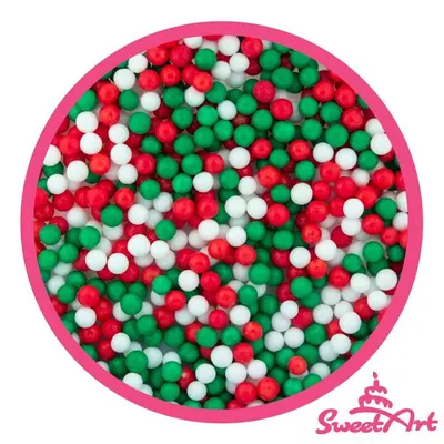 Vánoční cukrové perly Christmas mix 5 mm na zdobení cukroví a dortů od značky SweetArt