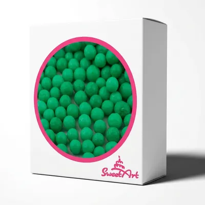 Cukrové perly SweetArt v zelené vánoční barvě o průměru 7 mm, balení 50 g na zdobení cukrářských výrobků