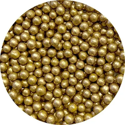 Zlaté cukrové perličky o průměru 5 mm na zdobení dortů a cukroví, balení 50 g