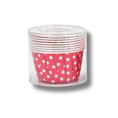 Košíčky na muffiny pevné červené s puntíky 8 ks