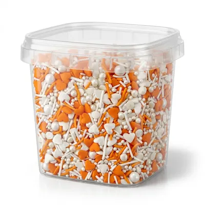 Cukrové zdobení SweetArt Orange Cocktail v bílé a oranžové barvě na posyp dortů a dezertů
