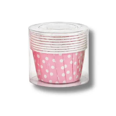 Košíčky na mini muffiny pevné růžové s puntíky 10 ks