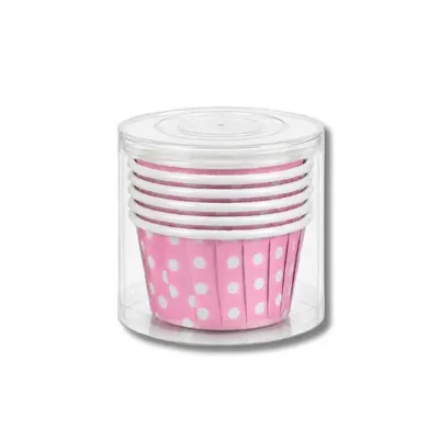 Košíčky na muffiny papírové pevné růžové s puntíky 6 ks