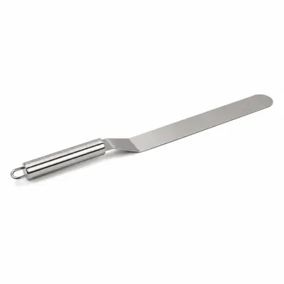 Nerezová cukrářská paleta o délce 36,5 cm na hlazení krémů, polev a ganache na dortech