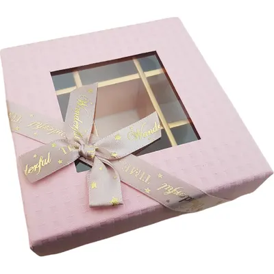 Krabička na pralinky růžová 12x12x4 cm, 5 ks