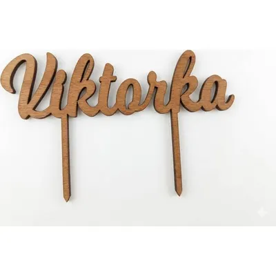 Dekorativní zápich Viktorka od značky I LOVE CAKES, 14,5 x 4 cm, s personalizovatelným jménem pro zdobení dortu