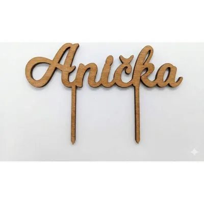 Dekorační zápich Anička od značky I love Cakes, 14,5 x 4 cm, pro personalizaci dortů a muffinů jménem oslavence
