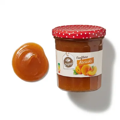 Meruňkový džem Carrefour Original v hladké konzistenci na cukroví a pečení, obsah 370 g