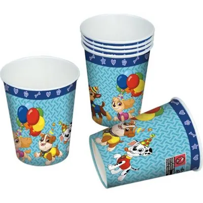 Papírové kelímky s motivem Paw Patrol v balení 6 ks o objemu 200 ml na dětskou party