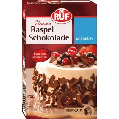 Mléčné čokoládové kousky RUF s 32 % kakaa v balení 100 g pro pečení a zdobení dezertů