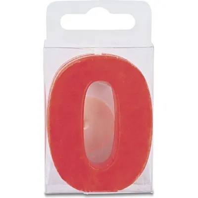 Svíčka ve tvaru číslice 0 mini červená 4 cm