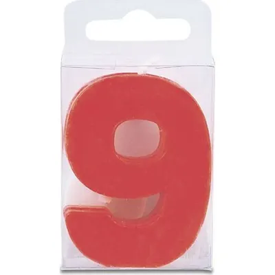 Svíčka ve tvaru číslice 9 mini červená 4 cm