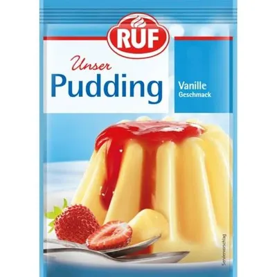 Vanilkový puding RUF v prášku, 5 sáčků po 37 g, vhodný na studené dezerty i dortové krémy