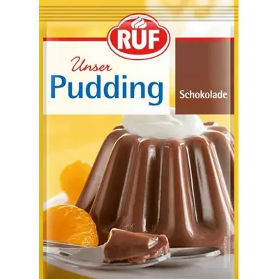 Čokoládový puding RUF ve třech sáčcích po 41 g pro přípravu hustého dezertu nebo náplně do dortu