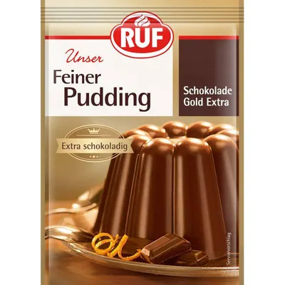 Čokoládový puding v prášku RUF, extra intenzivní příchuť, balení 3 sáčky po 46 g pro dezerty a krémy