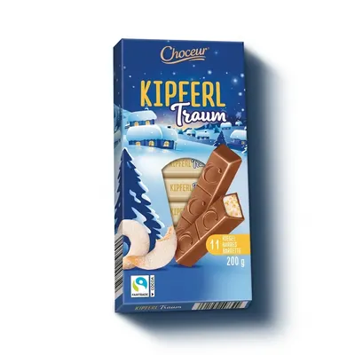 Čokoládové tyčinky Choceur Kipferl s mléčnou čokoládou a vanilkovou náplní, 200 g na zdobení a pečení