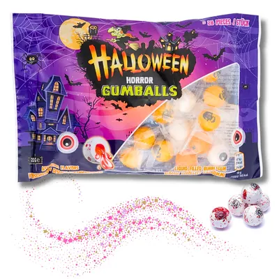 Halloweenské žvýkačky ve tvaru očí s ovocnou náplní, balení 270 g